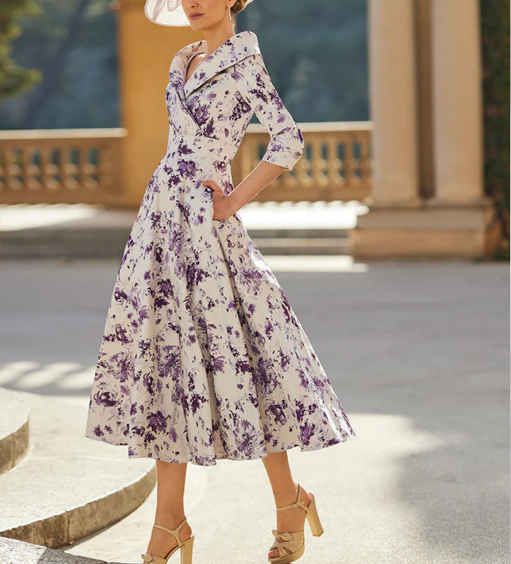 Elegant Formal French-style Waist-cinched Dress
