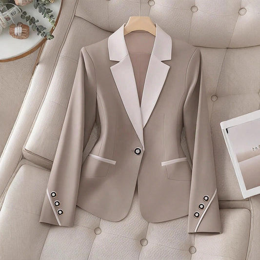 Professional Contrasting-Color Button Elegant Formal Blazer