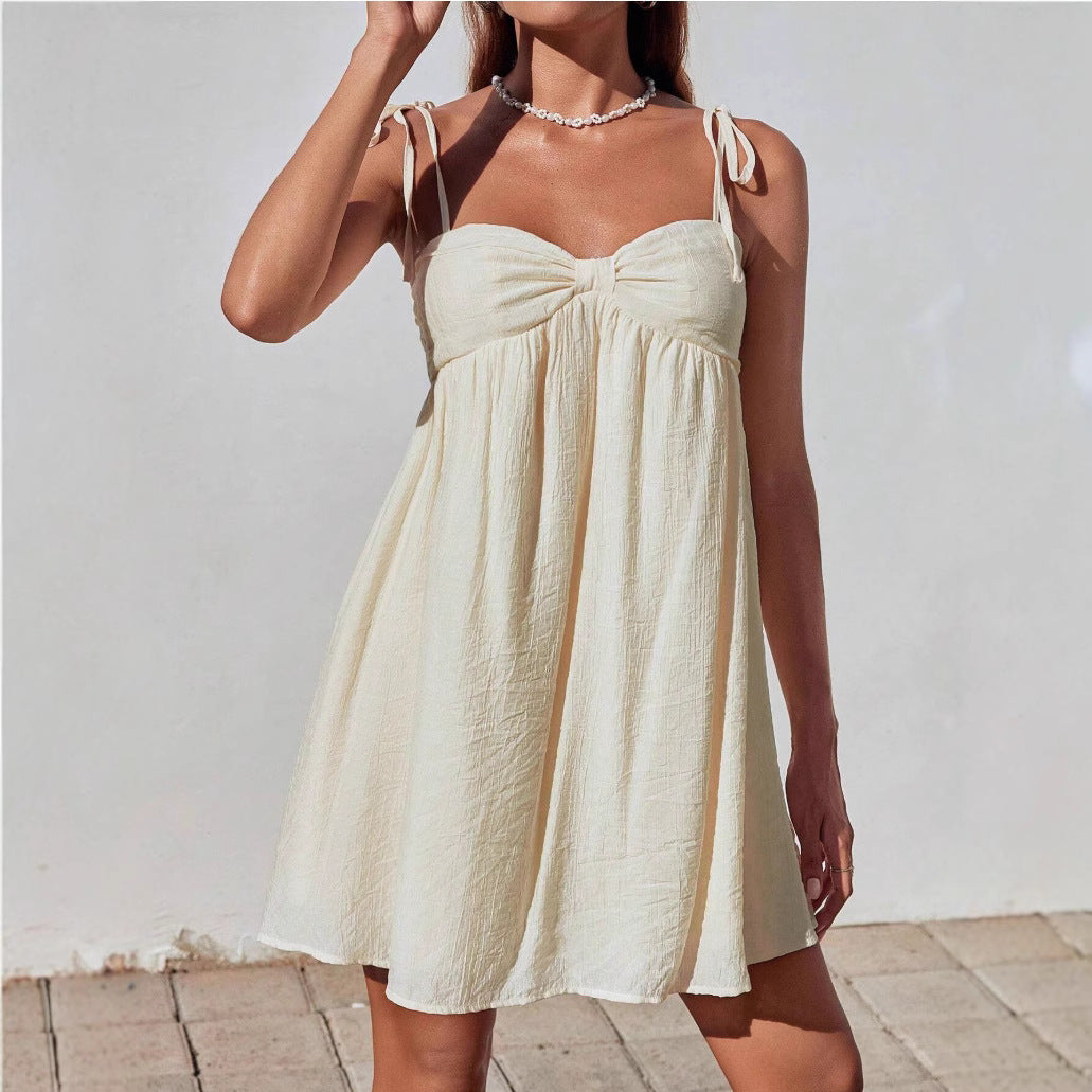 Womens Stylish Comfortable Mini Solid-color Loose-fit Slip Dress