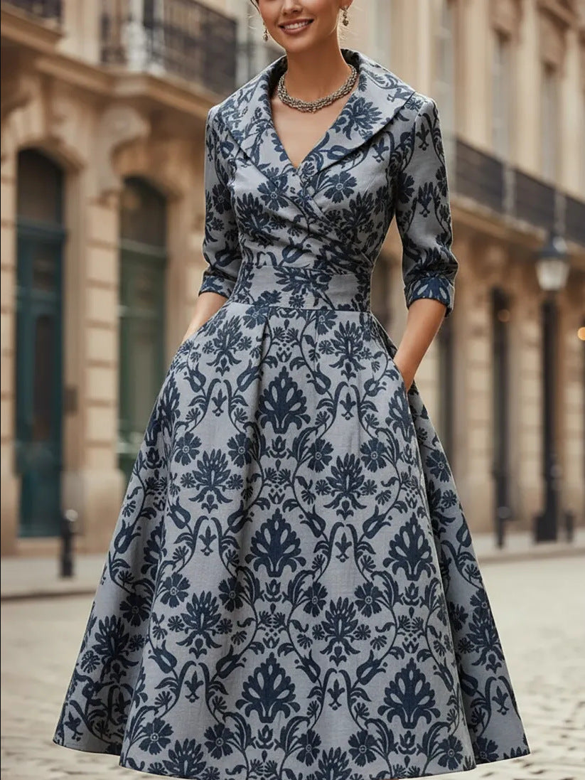 Elegant Formal French-style Waist-cinched Dress