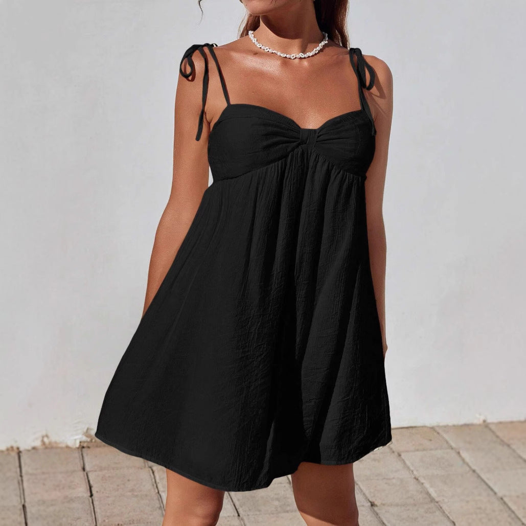 Womens Stylish Comfortable Mini Solid-color Loose-fit Slip Dress