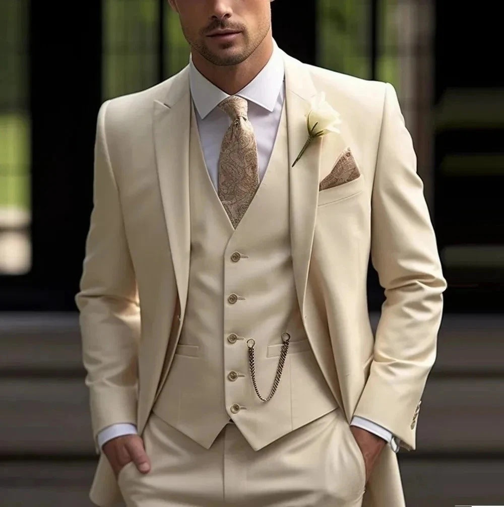 Mens Slim-Fit Light Luxury Suit