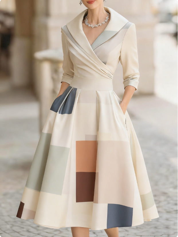 Elegant Formal French-style Waist-cinched Dress